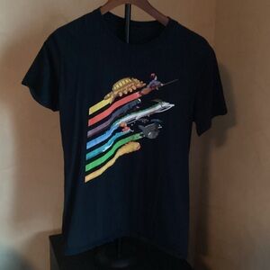 Source Unknown Black Tee with Vibrant Stripes